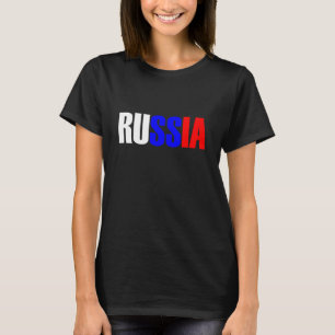 Word RUSSIA in tricolor color flag of the country T-Shirt