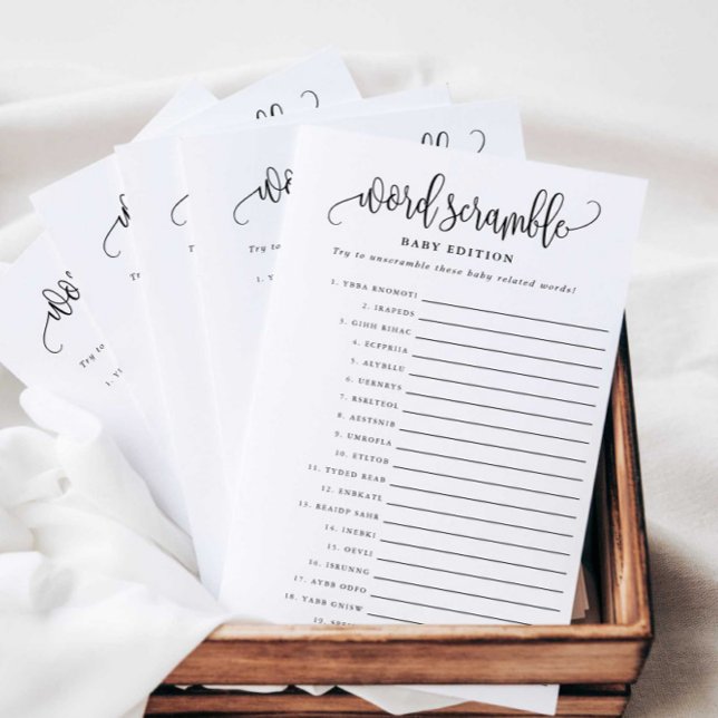 Word Scramble Baby Edition Paper Game Card (Creator Uploaded)