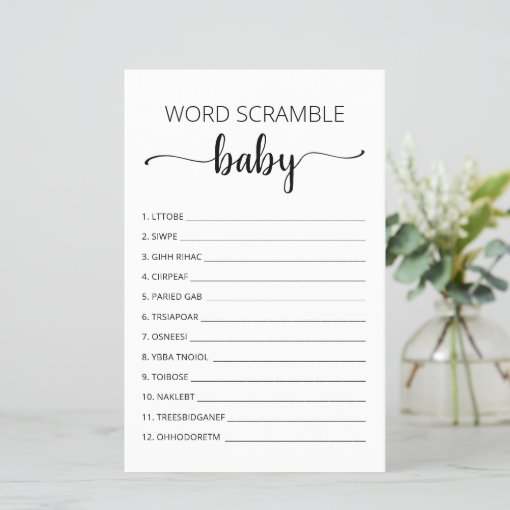 Word Scramble Baby Game Baby Shower Party Game 