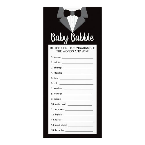 Word Scramble Baby Shower Game 25 Pack Rack Card