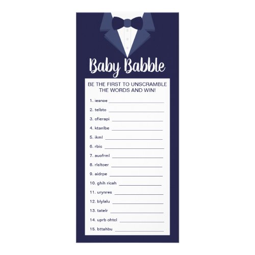 Word Scramble Baby Shower Game 25 Pack Rack Card