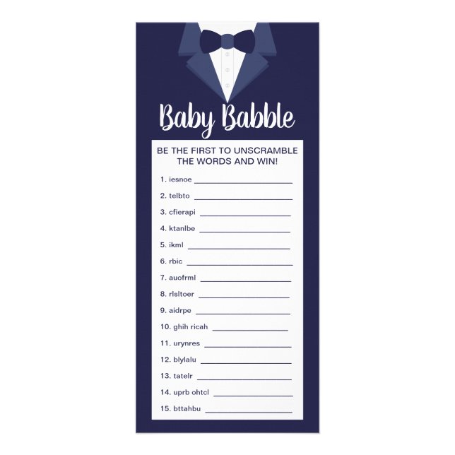 Word Scramble Baby Shower Game, 25 Pack Rack Card (Front)