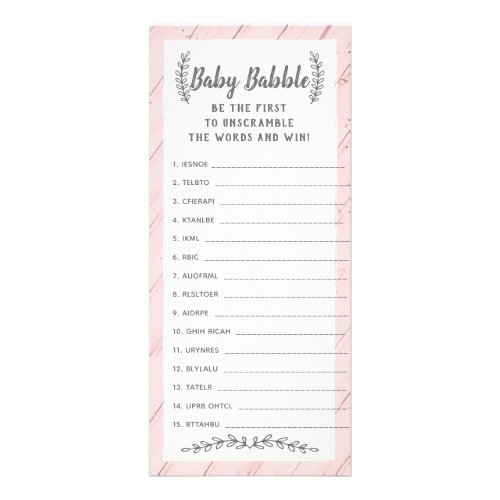 Word Scramble Baby Shower Game 25 Pack Rack Card