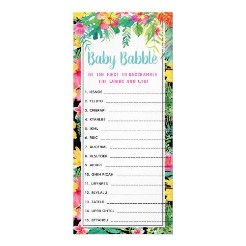 Word Scramble Baby Shower Game 25 Pack Rack Card