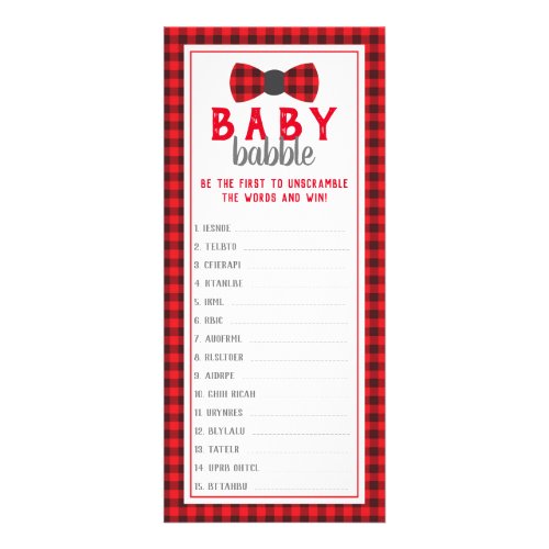 Word Scramble Baby Shower Game Buffalo Rack Card