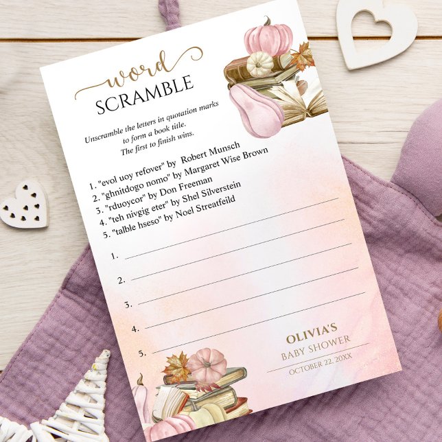Word Scramble Book Theme Baby Shower Game (Creator Uploaded)