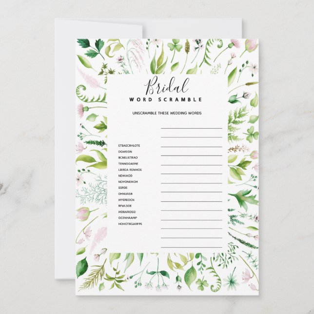 WORD scramble bridal baby shower game Invitation (Front)