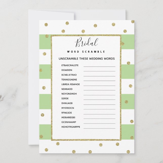 WORD scramble bridal baby shower game Invitation (Front)