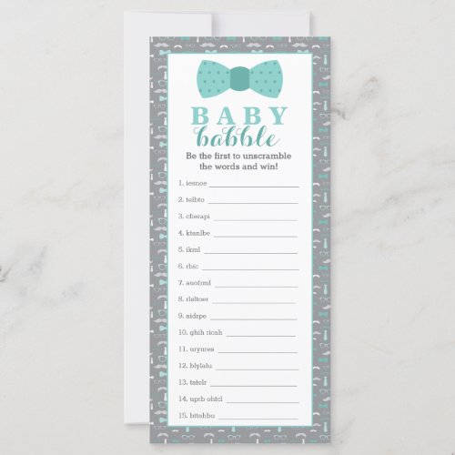 Word Scramble Game Baby Shower 25 Pack