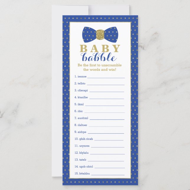 Word Scramble Game, Baby Shower Game, Little Man (Front)