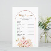 Word Scramble Game Pink Floral Boho Pampas Grass (Standing Front)