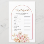 Word Scramble Game Pink Floral Boho Pampas Grass (Front)