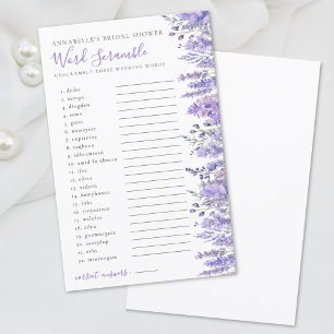 Word Scramble Lavender Floral Bridal Shower
