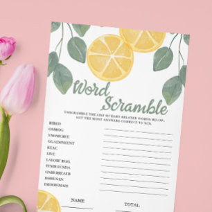 Word Scramble Lemon Bridal Shower Game