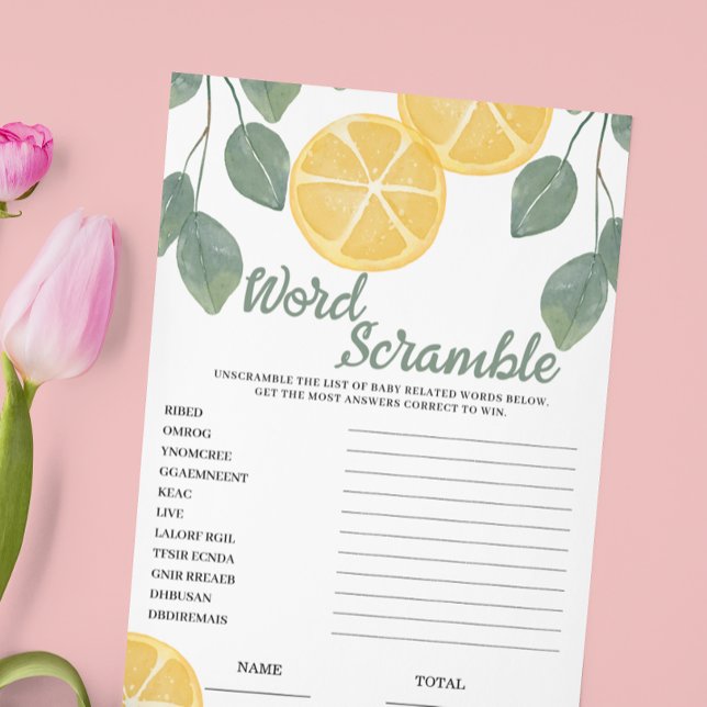Word Scramble Lemon Bridal Shower Game (Creator Uploaded)