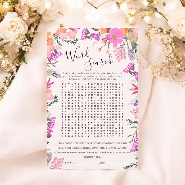 Word Search boho floral bridal shower game (Word Search boho floral bridal shower game)