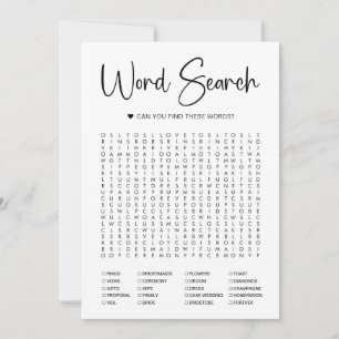 Word Search Bridal Shower Game Card