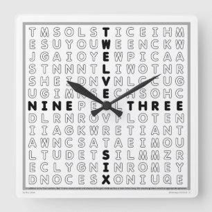 Word Search Clock with downloadable puzzle (black)