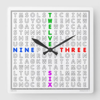 Word Search Clock with downloadable puzzle (color)