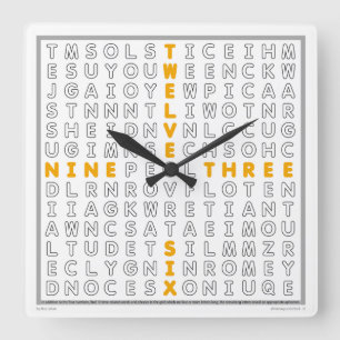 Word Search Clock with downloadable puzzle(orange)