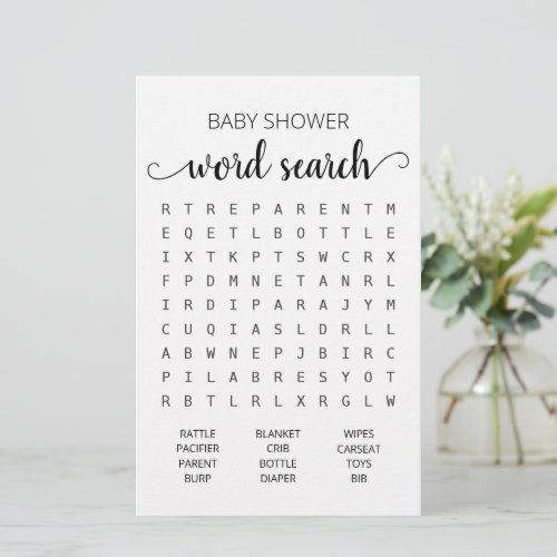 Word search Game Baby Shower party game