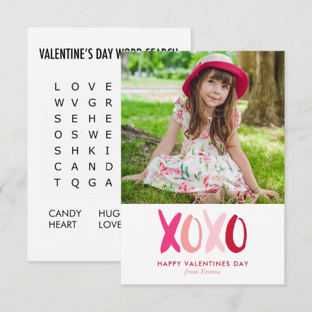 Word Search Game Photo Classroom Valentines Invitation (Front/Back)