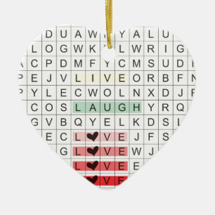 Word Search Love Ceramic Ornament