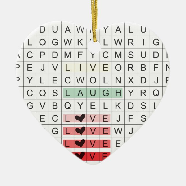 Word Search Love Ceramic Ornament (Front)