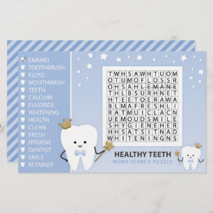 Word Search Puzzle. First Tooth Party Game