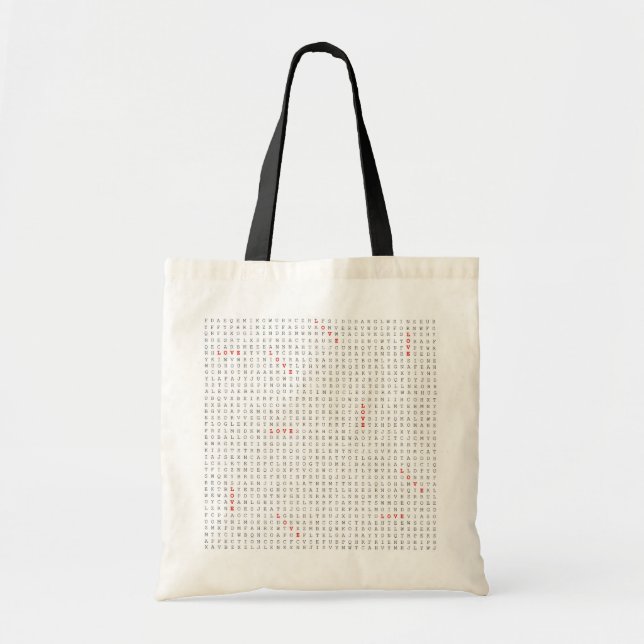 Word Search Puzzle LOVE Graphic Tote Bag (Front)