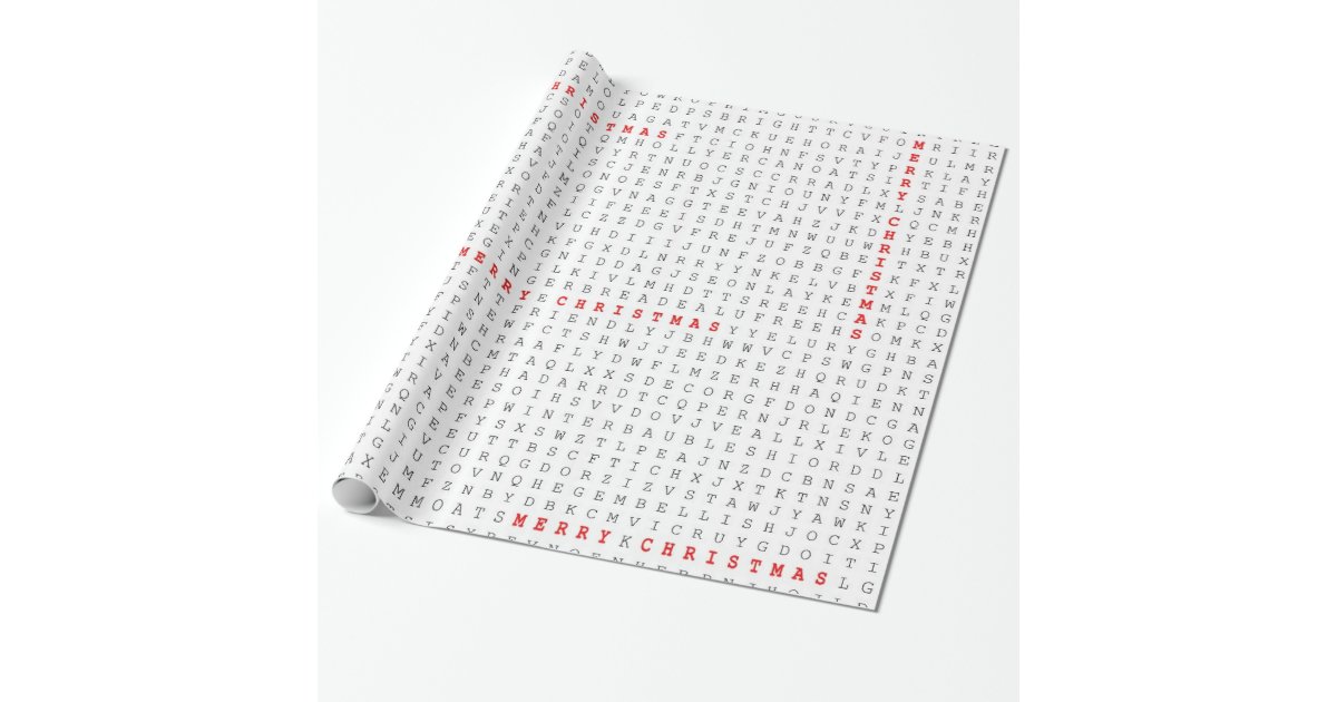 Word Search Puzzle Merry Christmas Wrapping Paper | Zazzle