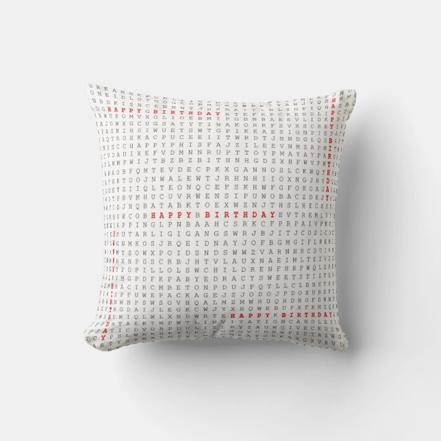 Word Search Puzzle The Birthday Gift Happy Throw Pillow (Front)