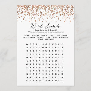 Word Search Rose Gold Bridal Shower Game 5x7 Invitation