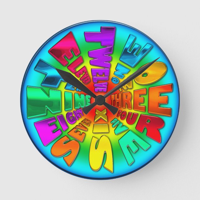 Word Time Clock Rainbow (Front)