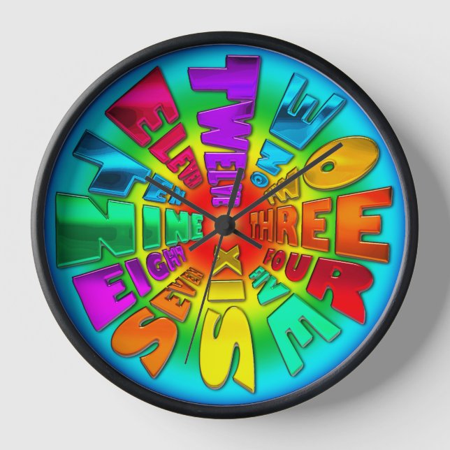 Word Time Clock Rainbow (Front)