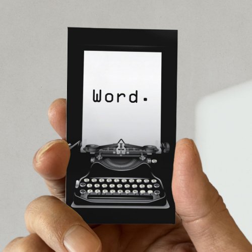 Word Typewriter Plain Black Writer Business Card