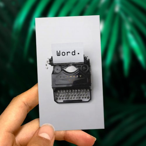 Word Vintage Typewriter Professional Writer Business Card