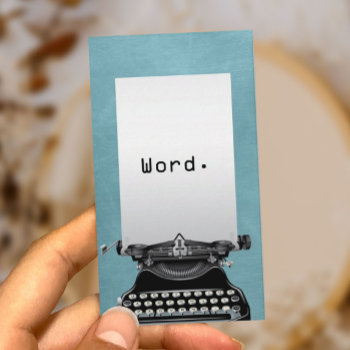 "word." Vintage Typewriter Turquoise Writer Business Card by cardfactory at Zazzle