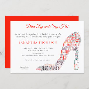 WordArt Stiletto Red Drive By Say Hi Bridal Shower Invitation