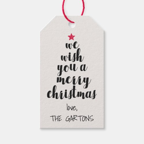 Worded Christmas Tree Personalized Gift Tags