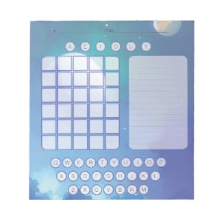 Wordle Scratch Pad Notepad - Space Watercolor Blue