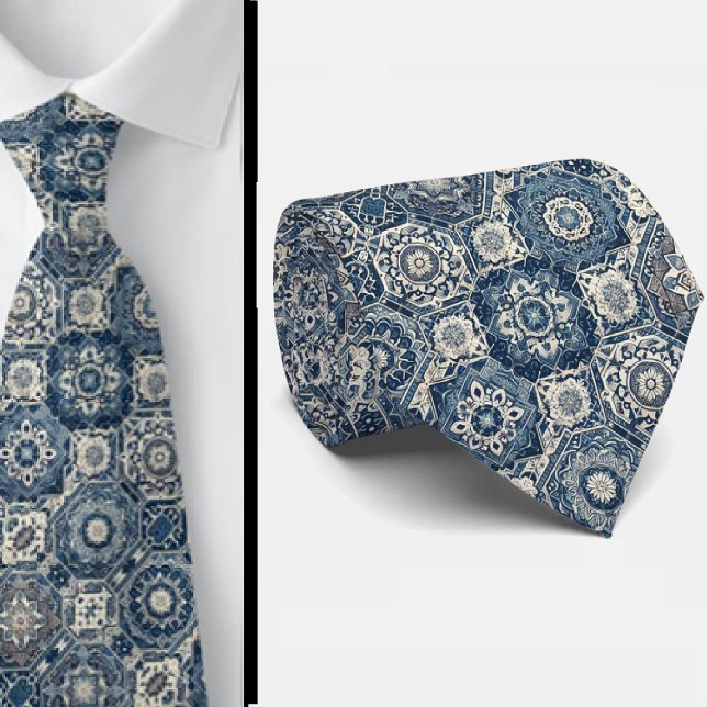 Wordly Luxury Businessman | Blue Morrocan Tile Neck Tie (Creator Uploaded)