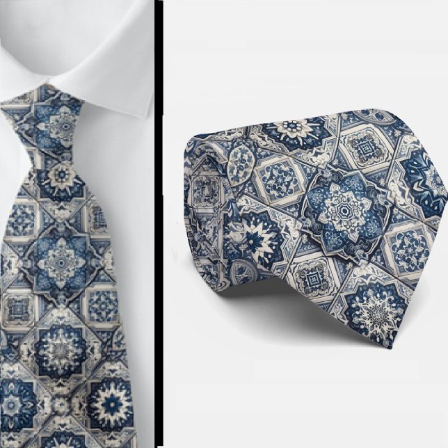 Wordly Luxury Businessman | Blue Morrocan Tile Neck Tie (Creator Uploaded)