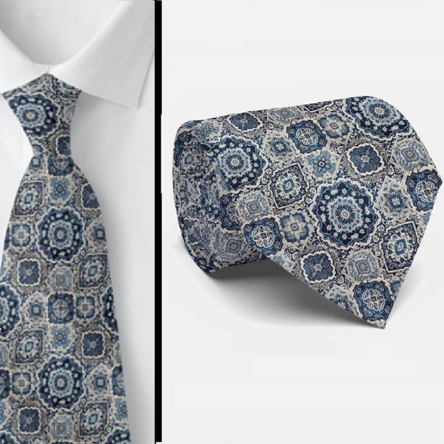 Wordly Luxury Businessman | Blue Morrocan Tile Neck Tie (Creator Uploaded)
