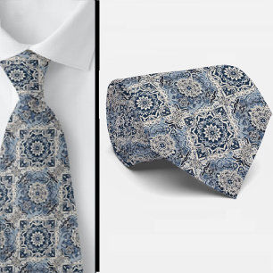 Wordly Luxury Businessman   Blue Morrocan Tile Neck Tie