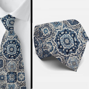 Wordly Luxury Businessman   Blue Morrocan Tile Neck Tie
