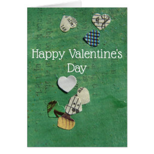 Words and Hearts Abstract Collage, Valentine's Day Cards