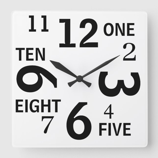 Words and Numbers Wall Clock (Front)