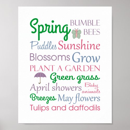 Words And Phrases of Spring Season Typography Poster
