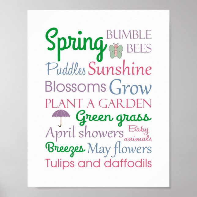 Words And Phrases of Spring Season Typography Poster (Front)